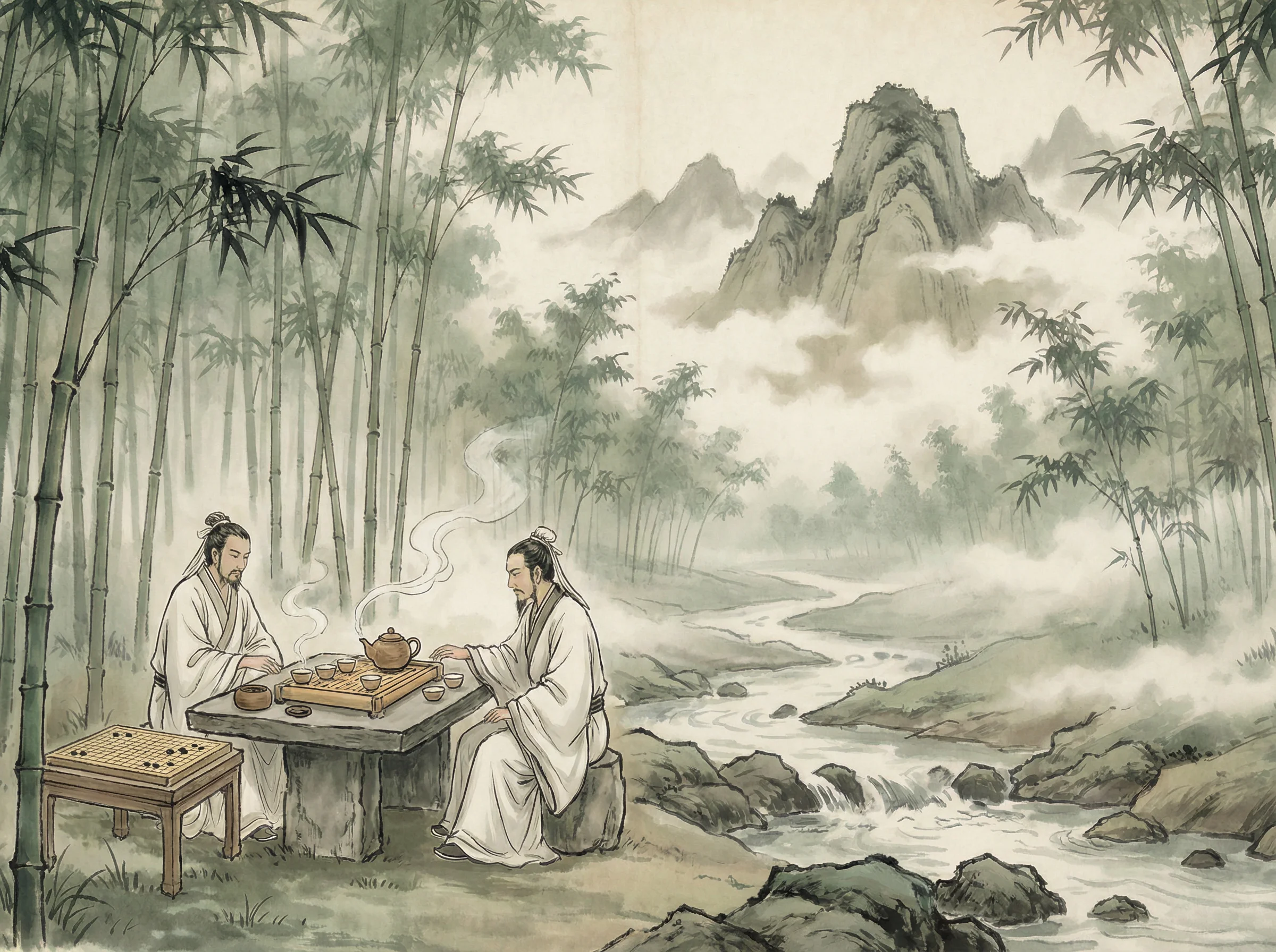 竹林中品茶对弈，体验 we扑克 禅意生活